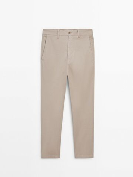 Massimo Dutti Зауженные брюки из твила, рыжевато-коричневый