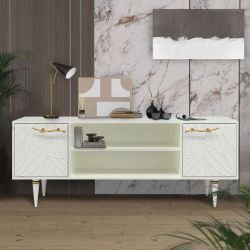 Тумба под ТВ Арт Колор leaves 155см Классик Голд Белый опал