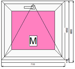 Пластиковое окно 650 х 700 фрамуга (форточка) ТермА Эко + Москитная сетка