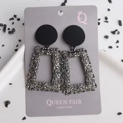 Серьги металл "Эстетика" трапеция, цвет чёрно-серый