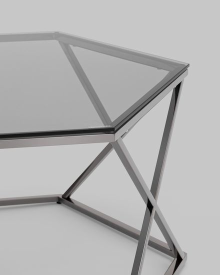 Журнальный столик Круз 93*80 стекло smoke сталь темный хром