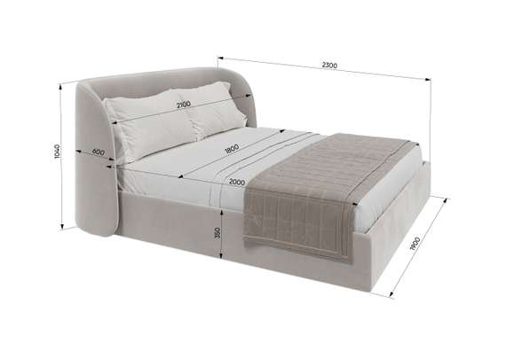 Кровать двуспальная Classic 180 см (молочный, велюр)