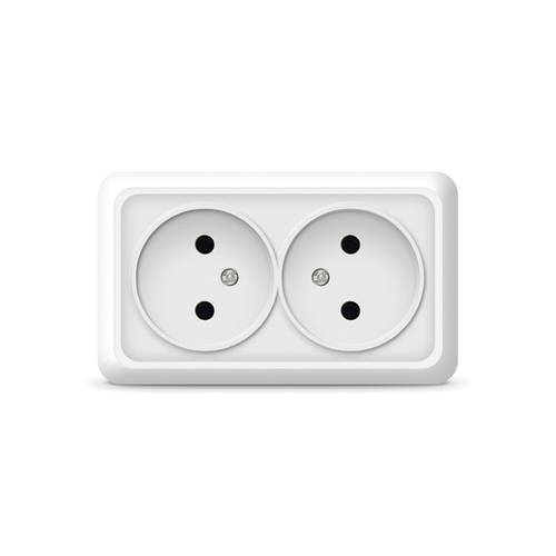 Розетка Олимп для открытой проводки, двойная, 16А, б/з белая, О0102(G-O0102), (шт.)