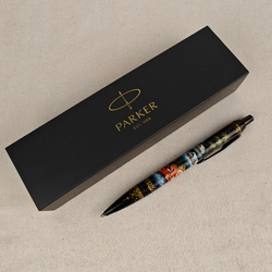 Ручка шариковая Parker "Сказочная тройка" на черном с ручной росписью Палех в коробке