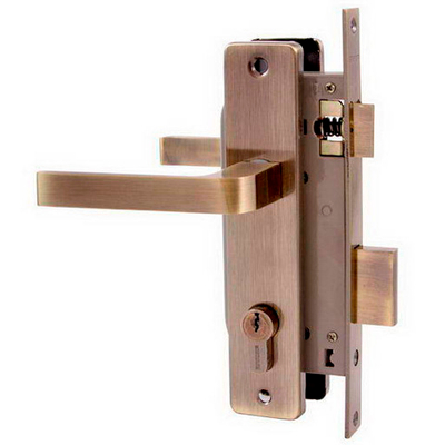 Замок Аллюр врезной  126/1 AB ст. бронза с ручками