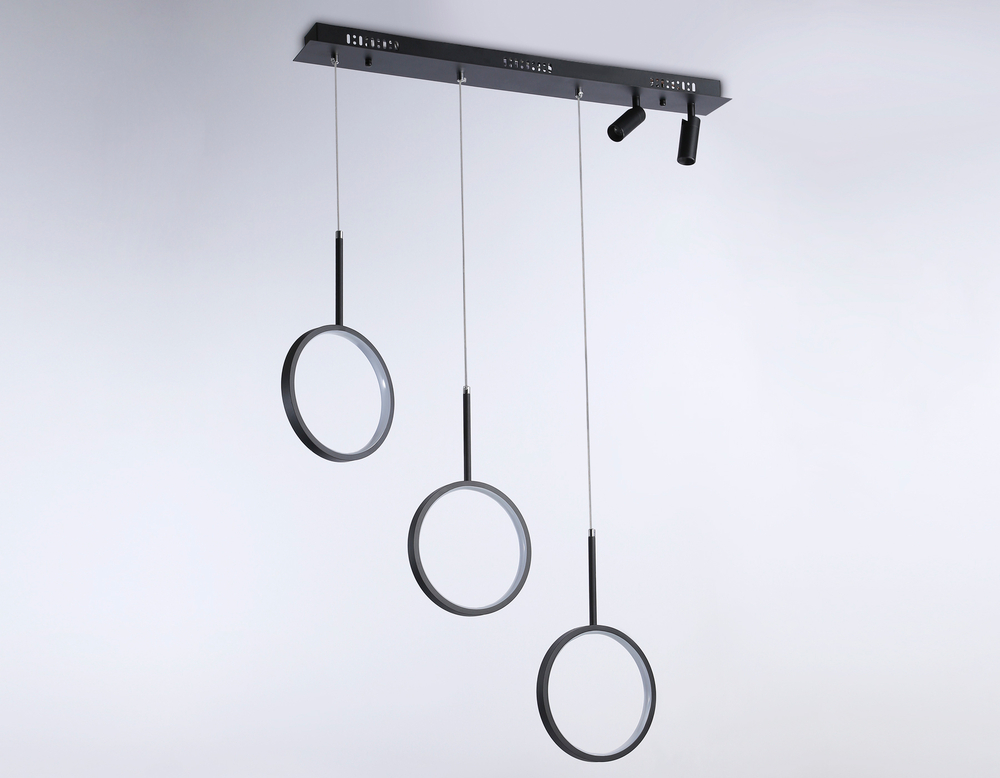 Светильник светодиодный подвесной с пультом FL5278/3+2 BK черный 59W 3000K/4200K/6400K+4200K 800*20*1200 (ПДУ ИК)