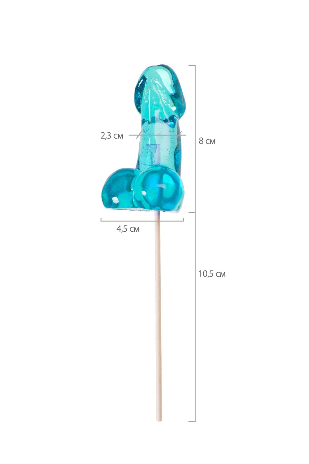 Голубой леденец в форме члена со вкусом блю кюрасао - 80 гр. (Цвет: голубой)
