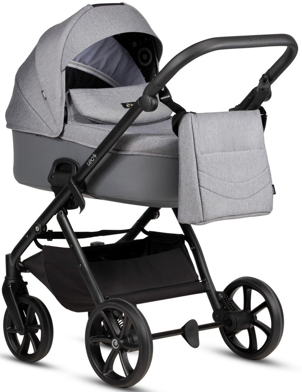 Детская коляска Tutis Leo 3 Plus 4 в 1 с автокреслом Elo Lux EduSky Black и базой 1582227 Stone Grey