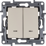 Выключатель 2х-клавишный с подсветкой/индикацией 10А 250В слоновая кость ETIKA Legrand