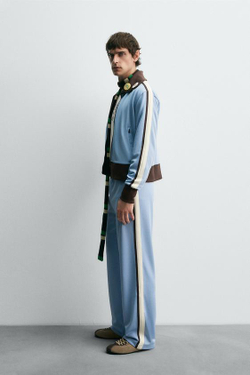 ZARA HARRY LAMBERT X DISNEY КОНТРАСТНЫЕ БРЮКИ-ДЖОГГЕРЫ, НЕБЕСНО-ГОЛУБОЙ