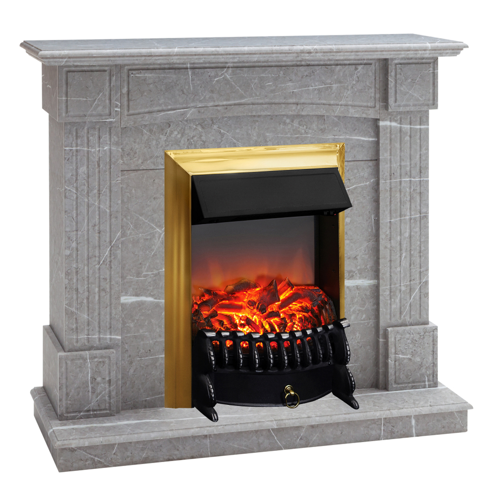 Каминокомплект Real Flame Andrea STD GR с очагом Fobos Lux Brass