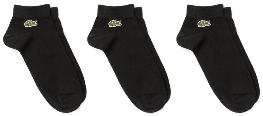 Теннисные носки Lacoste SPORT Low-Cut Cotton Socks 3P - black/black/black