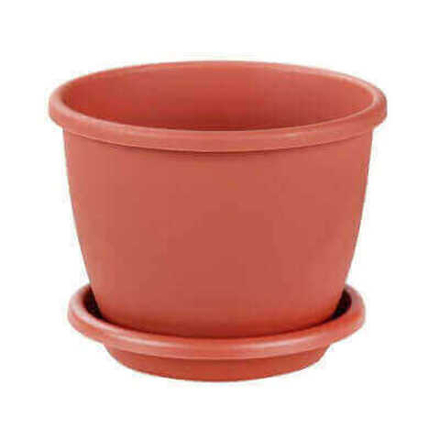 Горшок пластиковый Афина d19,5см h17,5см v3л, коричневый, с поддоном