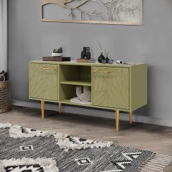 Тумба под ТВ Арт Колор leaves 117см Стайл Голд Зеленая олива