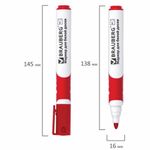 Маркер стираемый для белой доски КРАСНЫЙ, BRAUBERG "SOFT", 5 мм, резиновая вставка, 151250