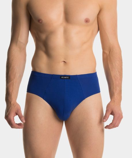 Мужские трусы (3шт) слипы классика Atlantic 3MP-142, графитовый + голубой + черный