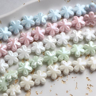 Ф002-г Керамическая бусина "Цветок" 18 мм, голубой