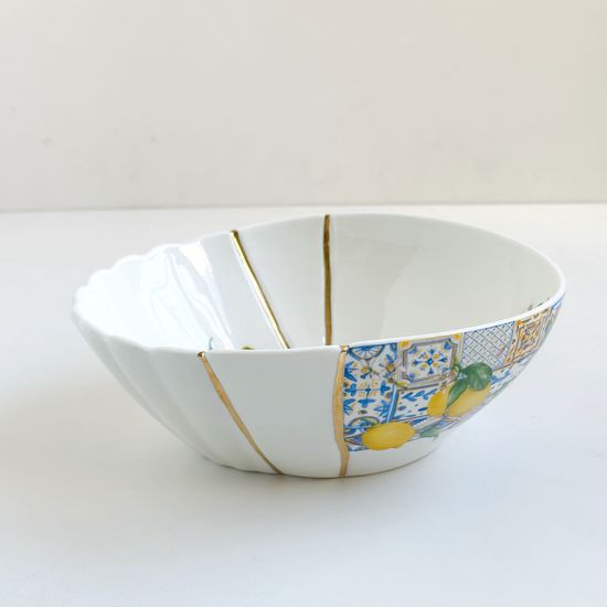 Глубокое блюдо "Кинцуги, золотой шов", 20,4*18,4*6,8 см