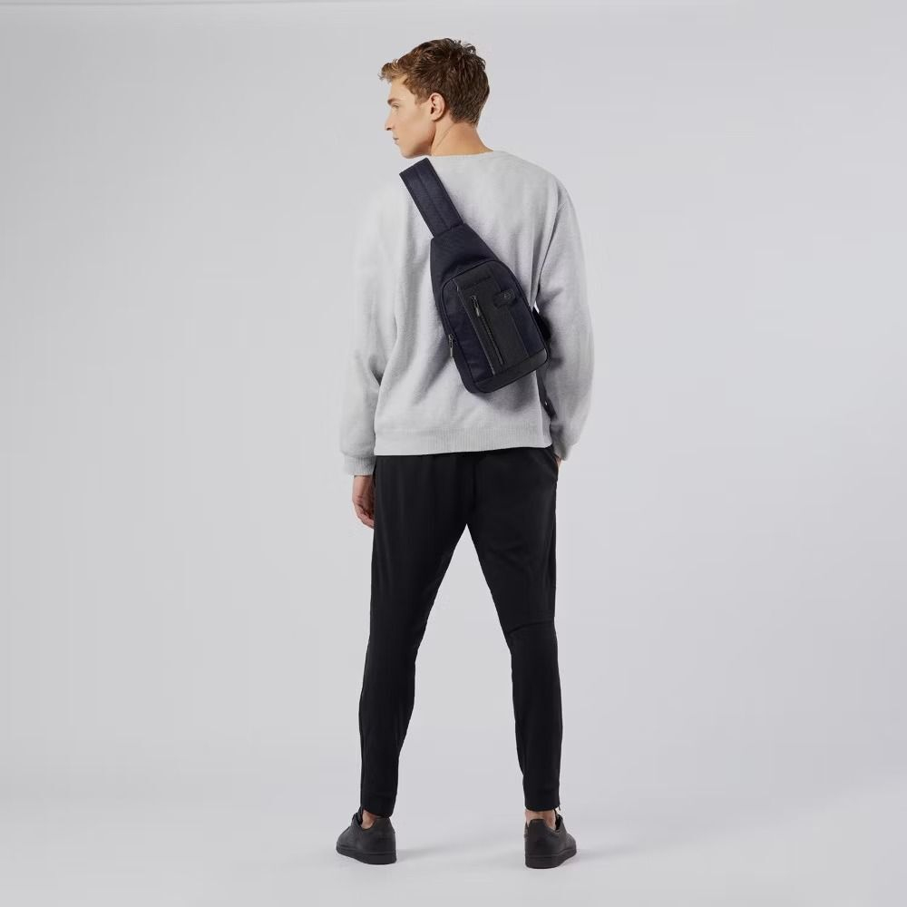 Рюкзак слинг мужской Piquadro Brief2 Special CA4536BR2S/GRN серый/черный нейлон/натур.кожа