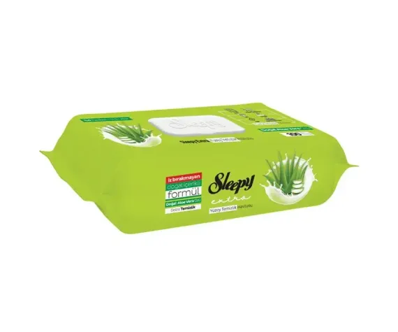 Səth təmizləyici nəm salfetlər Sleepy Extra Doğal Aloe Vera Özü 100 ədəd