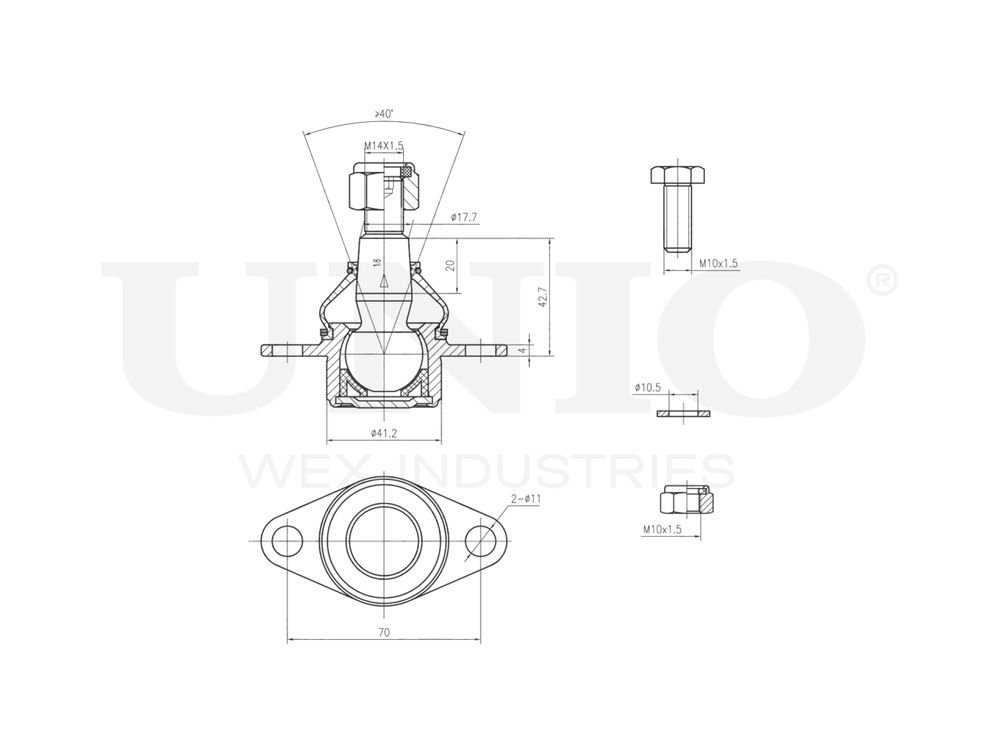 Опора шаровая передняя нижняя UNIO SSP-20092