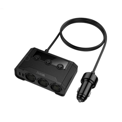 Разветвитель прикуривателя Hoco Z64 2USB 3 АЗУ 3А черный