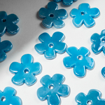 Бусина в форме цветка, 33*35,5мм, ярко-голубая, глазурированный фарфор