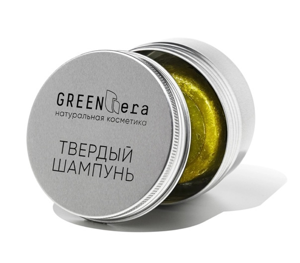 Твердый шампунь КРАПИВА и ХМЕЛЬ в алюминиевой мыльнице, ТМ GREEN ERA