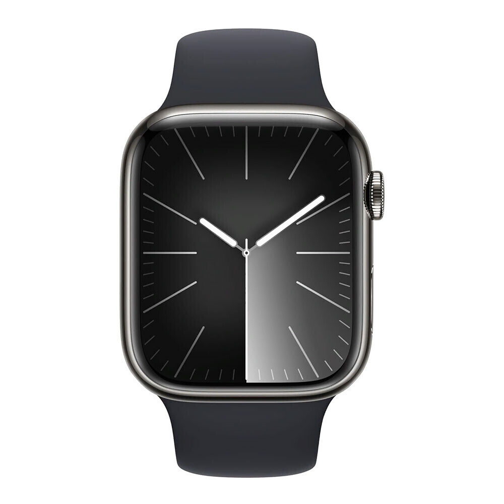 Apple Watch Series 9 45 мм Stainless Steel Graphite with Sport Band Midnight M/L