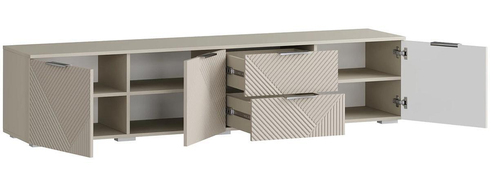 ТВ-тумба Салерно NEW 1 (МДФ) SF-022 Сантьяго Кашемир 5981 BS 197*42*43 см, Бежевый   Фиеста