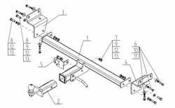 Фаркоп для Kia Sportage 2022-, Hyundai Tucson 2021- Тип шара: E. Нагрузки: 2000/100 кг, KI 39B