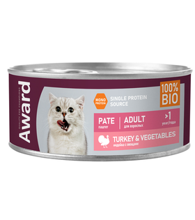 Award Взрослые кошки паштет из индейки с овощами 100гр.