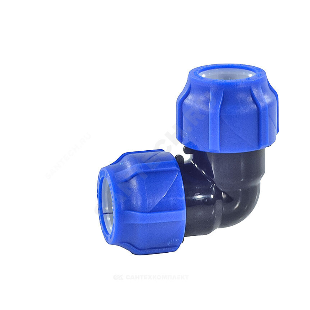 Отвод компрессионный ПЭ Дн 25х90гр Ру16 VALFEX 121001212525