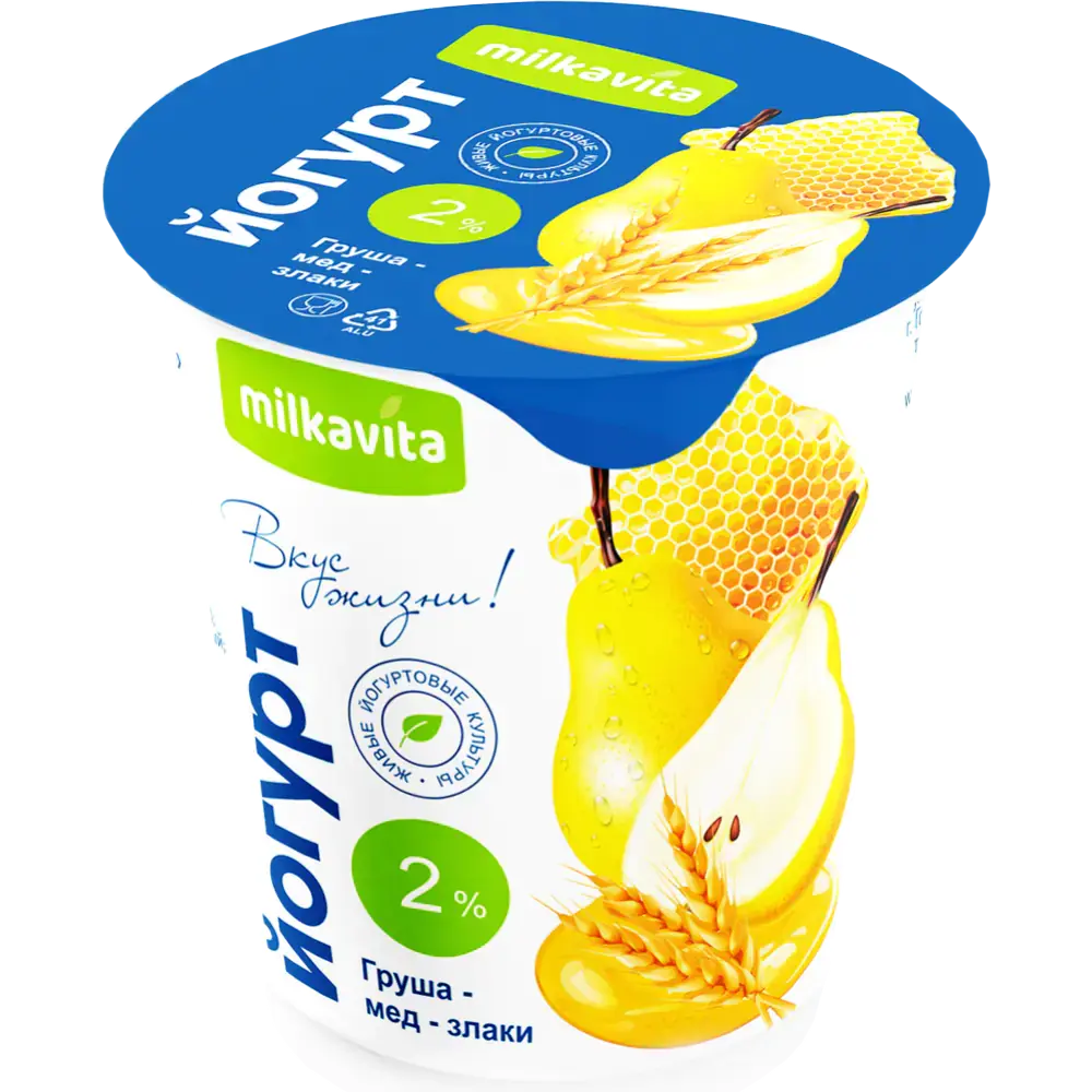Йогурт Milkavita Груша-мед-злаки 2% 300 гр