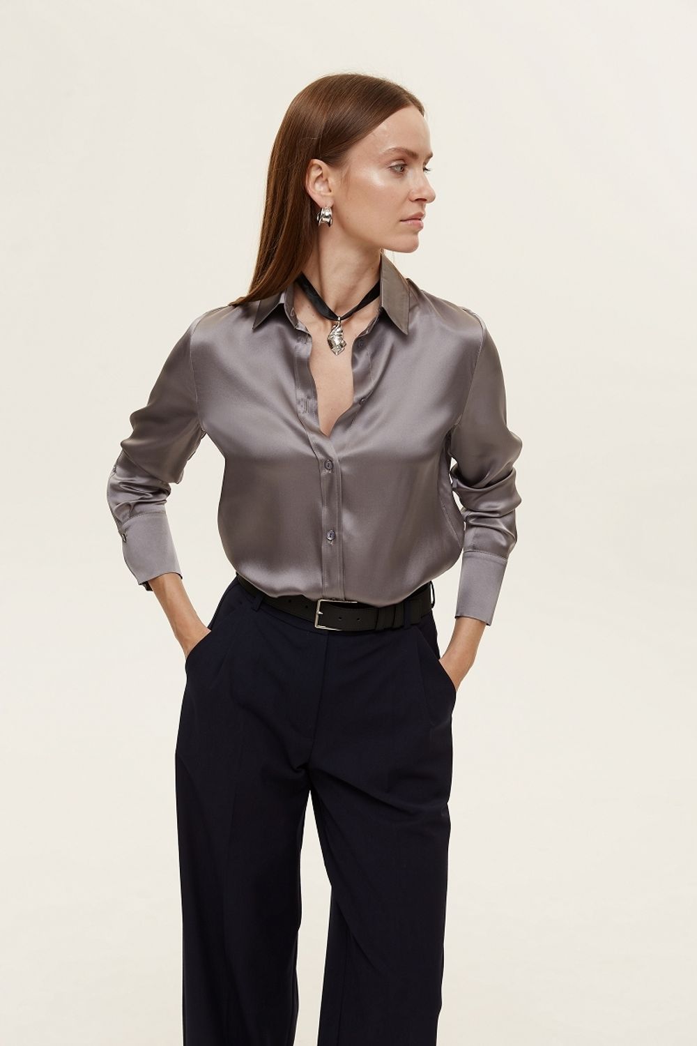 Рубашка Кельн серый шелк