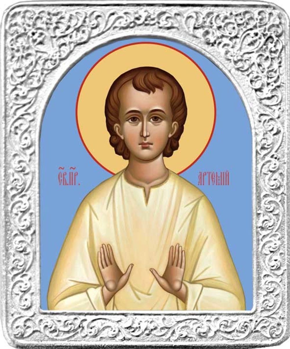 Святой Артемий. Маленькая икона в серебряной раме