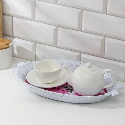 Поднос овальный Доляна «Пастораль», 36×22×5 см, цвет МИКС