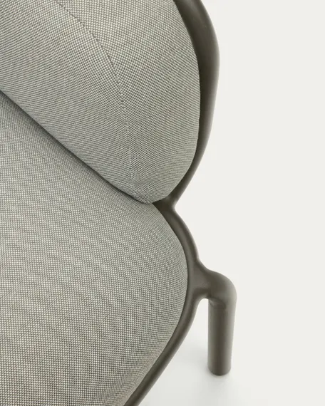 Уличный диван Joncols из серой ткани и зеленым алюминиевым каркасом 164 см