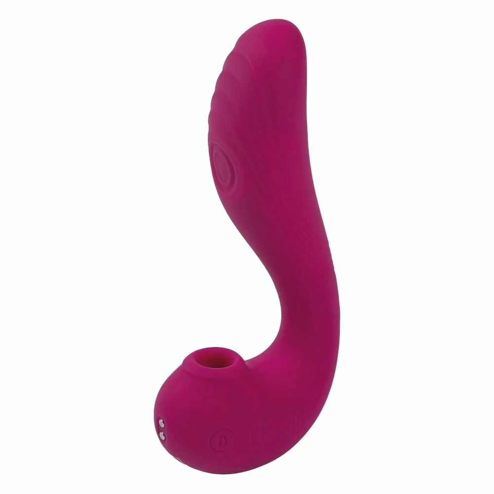 Бордовый вакуум-волновой вибратор 3-в-1 с язычком Calypso (Цвет: бордовый)