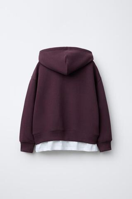 ZARA ТОЛСТОВКА КОМБИНИРОВАННАЯ С КАПЮШОНОМ ЛИЛО И СТИЧ © DISNEY, ТЕМНО-БОРДОВЫЙ