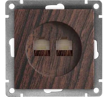 Розетка компьютерная двухместная "UNIVersal" серия "Афина" с/у, 1А, RJ45, венге (еврослот) (HU2330)