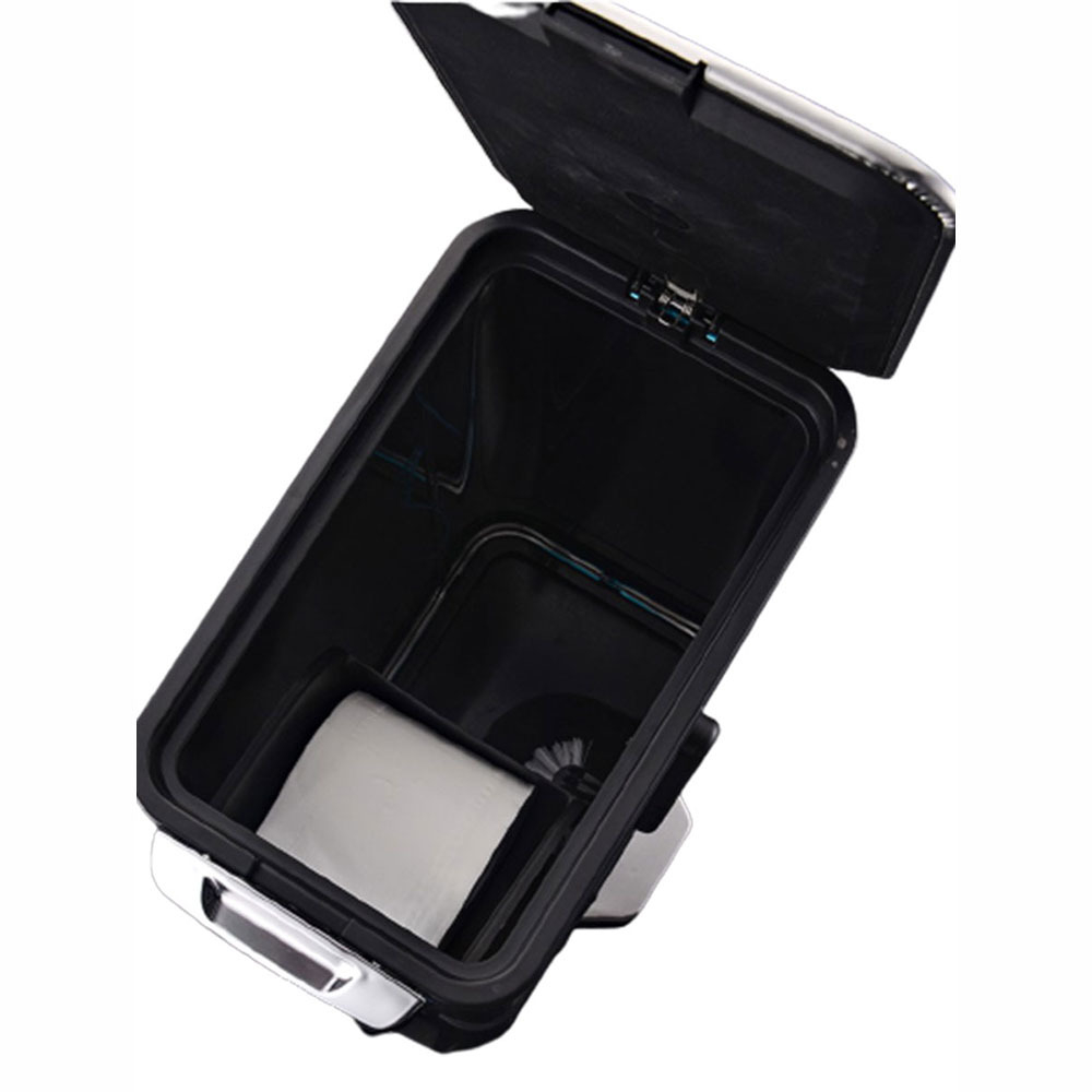 Ведро мусорное с ёршиком, внутр ведро, туалетная бумага, JAH-532, 7л (серебряный)