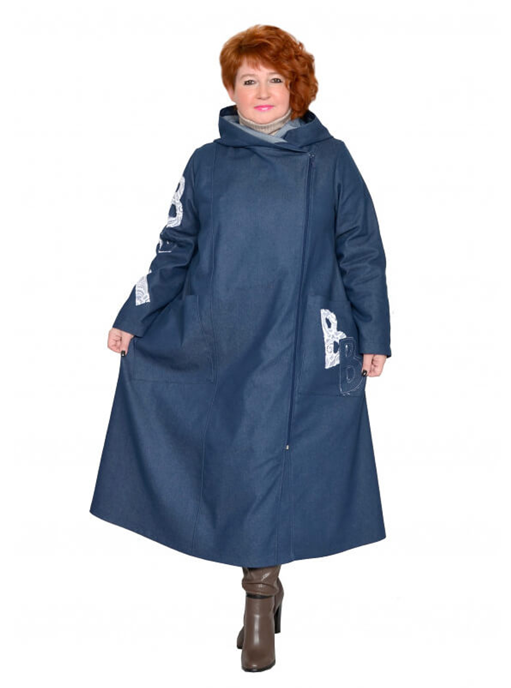 Плащ из джинсовой ткани Литера