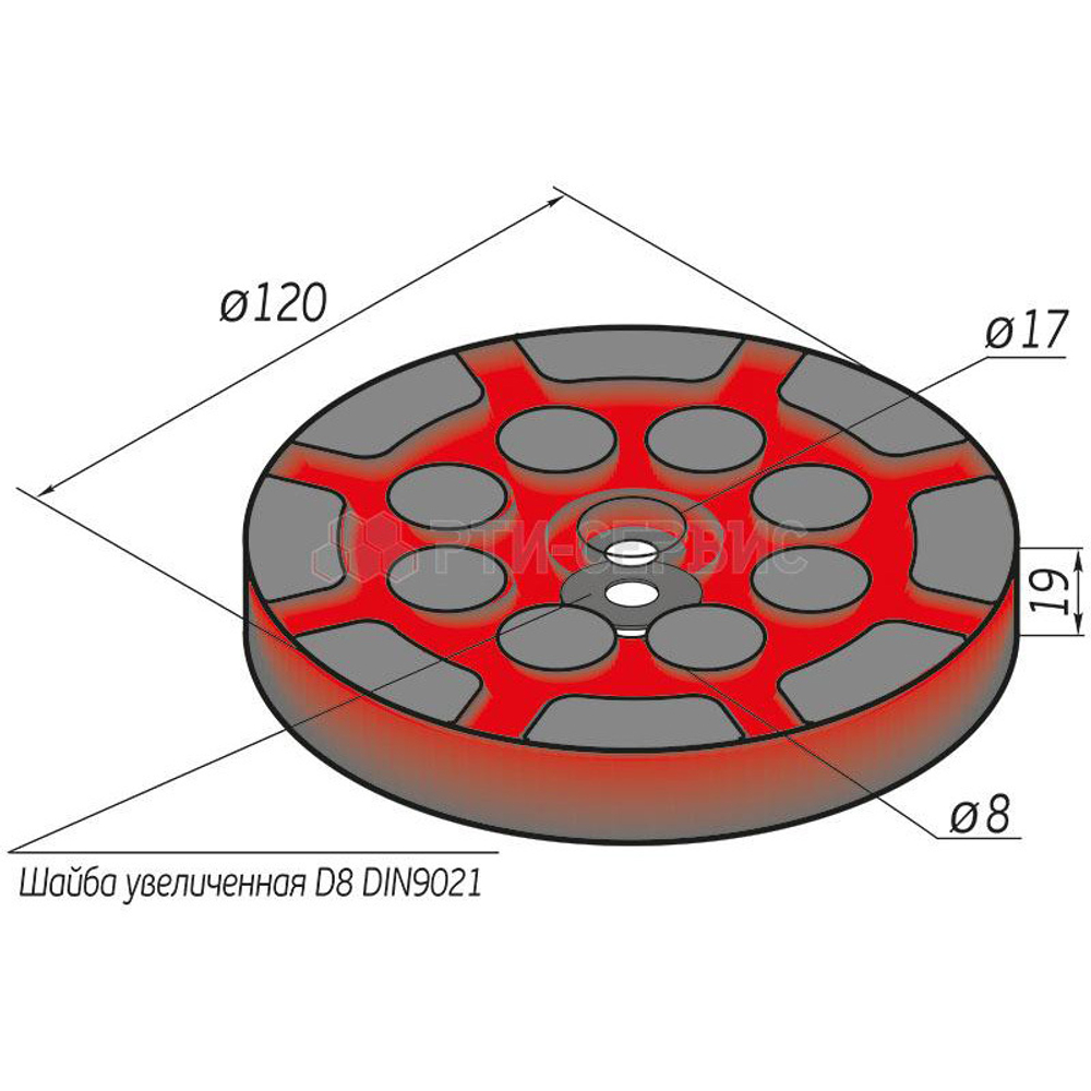 Резиновая накладка (РТИ-СЕРВИС 1036) для подъемников "HESHBON"