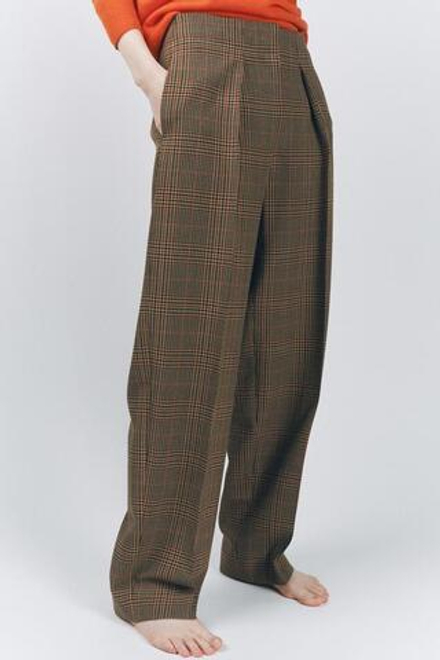 ZARA БРЮКИ В КЛЕТКУ, СВЕТЛО-КОРИЧНЕВЫЙ
