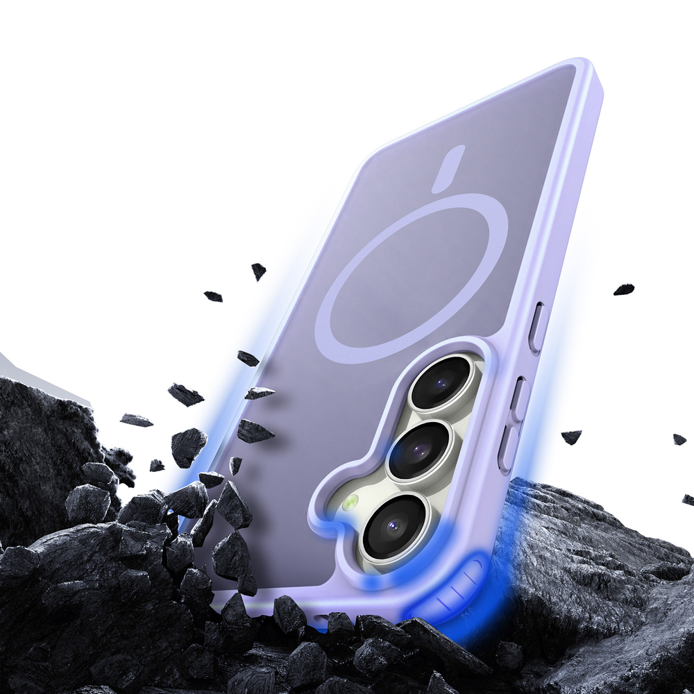 Прозрачный матовый чехол светло-фиолетового цвета с MagSafe от Dux Ducis для Samsung Galaxy S25 FE, серия Yind Series Case