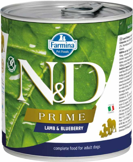 Farmina N&D Prime консервы для взрослых собак всех пород, ягненок и черника, Adult Lamb&Blueberry - 285 гр