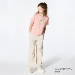 UNIQLO ФУТБОЛКА С ПРИНТОМ  MOFUSAND UT, РОЗОВЫЙ