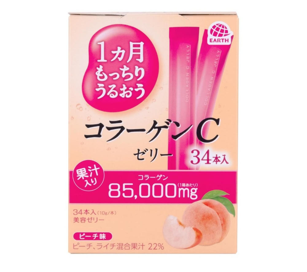 Earth Collagen C Jelly Peach Коллагеновое желе с витамином С со вкусом персика, 34 стика