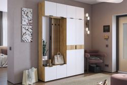 Прихожая Бери 800х350х1826 (дуб крафт золотой/белое дерево)